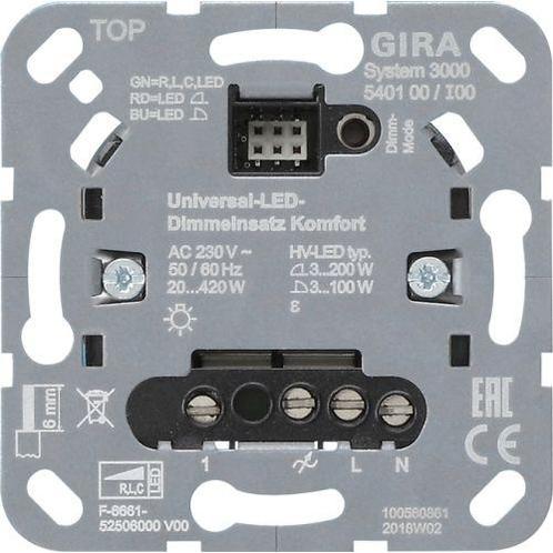 GIRA S3000 Led Tastdimmer Universeel 540100, Doe-het-zelf en Verbouw, Elektra en Kabels, Nieuw, Ophalen of Verzenden