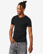 HEMA Heren t-shirt slim fit v-hals zwart, Kleding | Heren, Verzenden, Nieuw