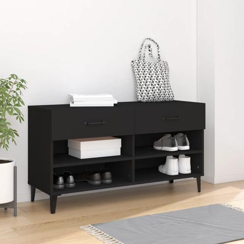 vidaXL Schoenenkast 102x35x55 cm bewerkt hout zwart, Huis en Inrichting, Kasten | Schoenenrekken, Nieuw, Verzenden