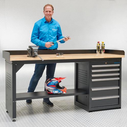 Datona Werkbank PRO - bamboe werkblad - 200 cm - zwart +, Doe-het-zelf en Verbouw, Werkbanken, Nieuw, Ophalen of Verzenden