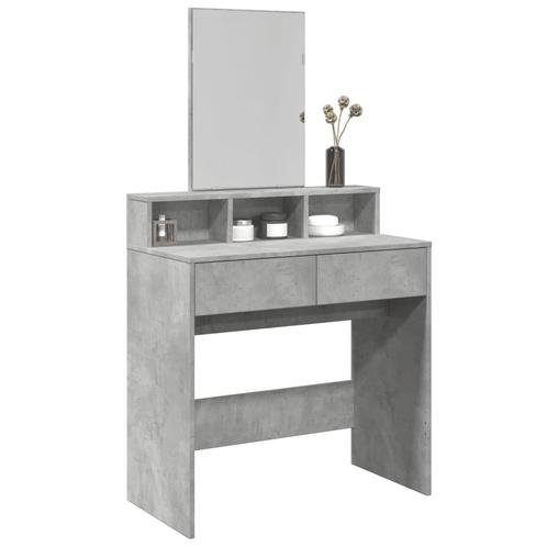 vidaXL Kaptafel met spiegel 80x41x144,5 cm betongrijs, Huis en Inrichting, Tafels | Kaptafels, Nieuw, Verzenden