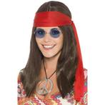 Hippie Flower Power dames verkleed set pruik met accessoir.., Nieuw, Ophalen of Verzenden