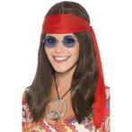 Hippie Flower Power dames verkleed set pruik met accessoir.., Ophalen of Verzenden, Nieuw