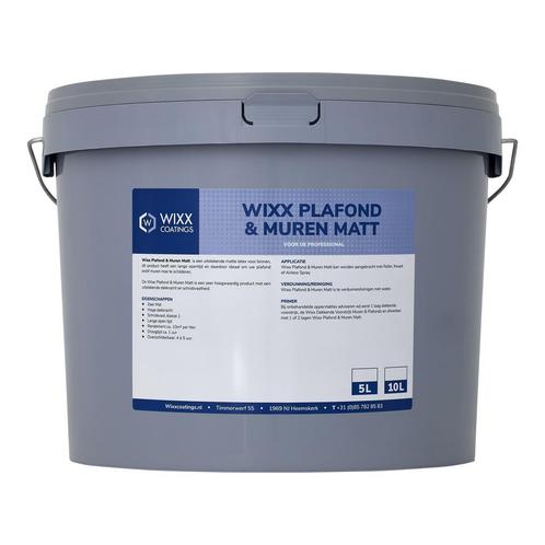 Wixx Plafond &amp; Muren Matt 10L, Doe-het-zelf en Verbouw, Verf, Beits en Lak, Verf, Overige kleuren, Nieuw, 5 tot 10 liter, Verzenden