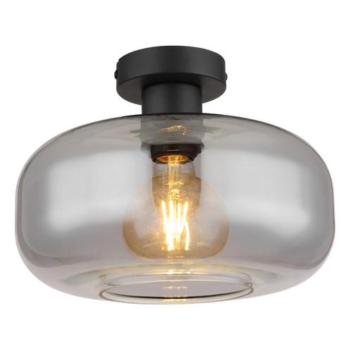 Plafondlamp GIUSEPPE ø28CM  E27 Matt zwart 1-Lichts Smoked, Huis en Inrichting, Lampen | Plafondlampen, Nieuw, Metaal, Ophalen of Verzenden