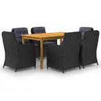 vidaXL 7-delige Tuinset zwart, Tuin en Terras, 6 zitplaatsen, Nieuw, Tuinset, Verzenden