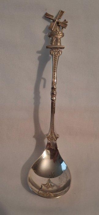 Lepel - Antieke Zilveren Hollandse grote Roomschep met als, Antiek en Kunst, Antiek | Goud en Zilver