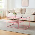 Salontafel Solund met plank 45x90x60 cm roze [en.casa], Huis en Inrichting, Tafels | Salontafels, Verzenden, Nieuw