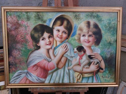 Scuola europea (XX), da Emile Vernon - Fanciulle con, Antiek en Kunst, Kunst | Schilderijen | Klassiek