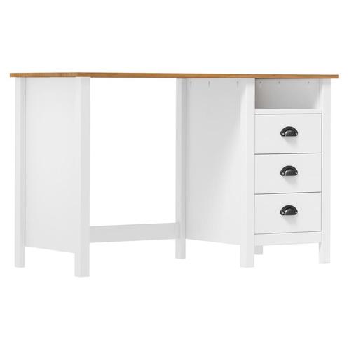 vidaXL Bureau Hill 3 lades 120x50x74 cm massief grenenhout, Huis en Inrichting, Bureaus, Nieuw, Verzenden