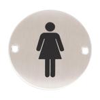 Wc pictogram vrouwen RVS rond, Ophalen of Verzenden, Nieuw, Overige materialen