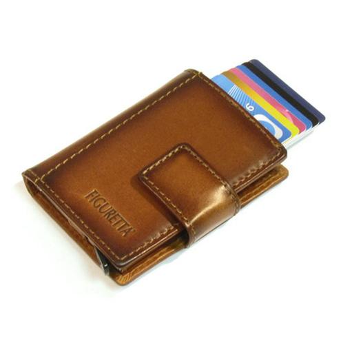 Figuretta Leren RFID Cardprotector met Muntgeldvak Burned, Sieraden, Tassen en Uiterlijk, Portemonnees, Bruin, Nieuw, Overige merken