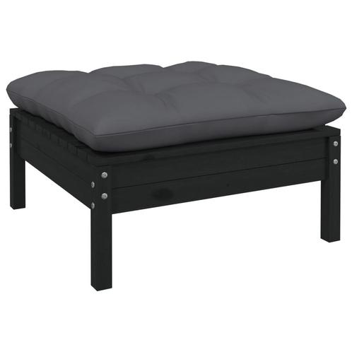 vidaXL Tuinvoetenbank met antracietkleurig kussen grenenhout, Tuin en Terras, Tuinsets en Loungesets, Nieuw, Verzenden