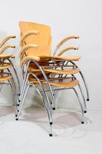 6x Vintage Kimball Bingo eetkamerstoelen, Gebruikt, Hout, Vijf, Zes of meer stoelen