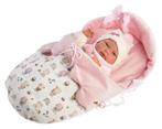 Llorens pop Nica met roze slaapzak - 40cm (Poppen 37- 45 cm), Ophalen of Verzenden, Nieuw, Babypop