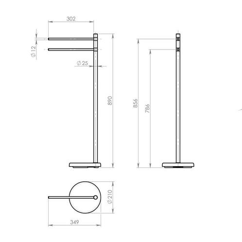 Handdoekhouder Sapho White Line Vrijstaand 89 cm Wit, Doe-het-zelf en Verbouw, Sanitair, Ophalen of Verzenden