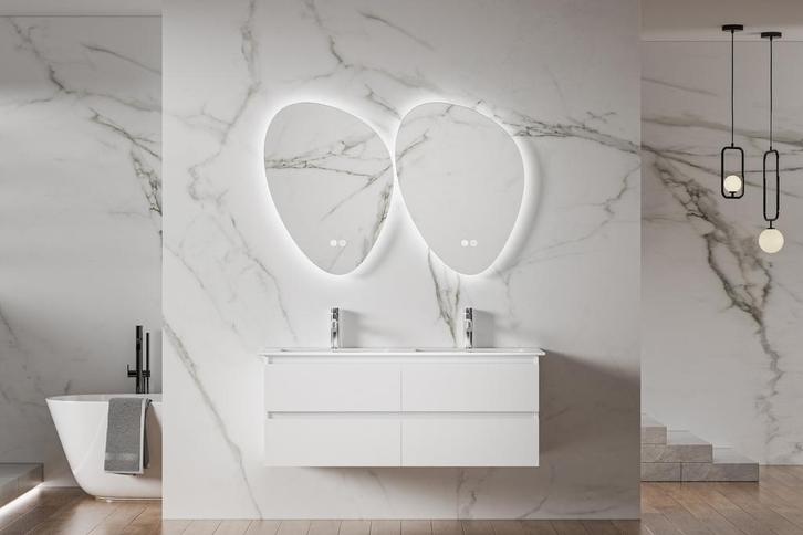Hangend wastafelmeubel hoogglans wit  120cm met wasbak, Doe-het-zelf en Verbouw, Sanitair, Nieuw, Verzenden