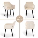 Lina® Noble - Velvet Eetkamerstoelen - Set van 2 - Beige, Twee, Overige kleuren, Stof, Nieuw