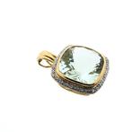 Vintage gouden hanger met prasioliet en diamant 0,08 ct., Ophalen of Verzenden, Gebruikt, Goud, Overige merken