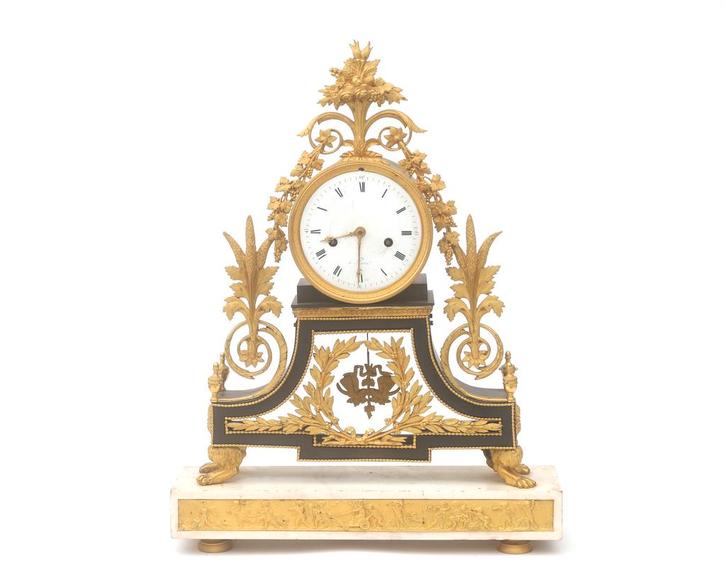 Vuurvergulde bronzen directoire pendule, Frankrijk, Antiek en Kunst, Antiek | Klokken