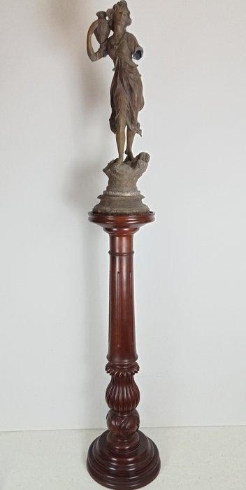 Plantentafel - Erg groot - Mahonie - Piëdestal / Pedestal, Antiek en Kunst, Curiosa en Brocante