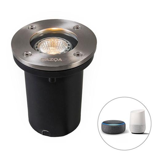 Smart grondspot RVS incl. WiFi GU10 IP65 - Basic Round, Tuin en Terras, Buitenverlichting, Nieuw, Minder dan 50 watt, Overige materialen