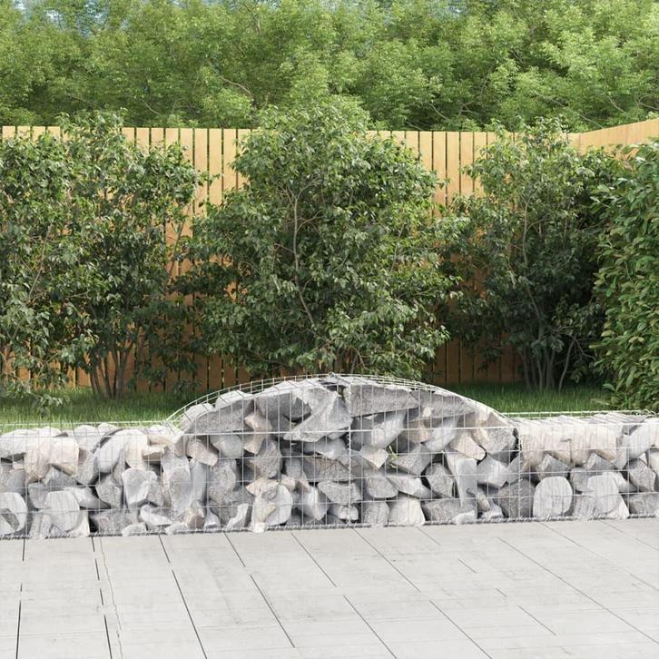 vidaXL Schanskorven 3 st gewelfd 300x50x40/60 cm, Tuin en Terras, Bloembakken en Plantenbakken, 100 cm of meer, Nieuw, Metaal