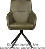 Set van 6 Groene leren industriële draaibare eetkamerstoelen, Nieuw, Leer, Ophalen of Verzenden, Vijf, Zes of meer stoelen