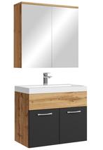 Badkamermeubel Set Montreal 01 60 cm Eiken Mat Zwart, Verzenden, Nieuw, Wastafelkast