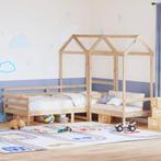 vidaXL Kinderbed met huisje en bankje massief grenenhout, 90 cm, Eenpersoons, Bruin, Verzenden