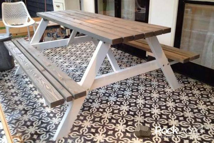 Rockwood® Picknicktafel Bi Color 1.80m, Tuin en Terras, Picknicktafels, Nieuw, Hout, Rechthoekig, Ophalen of Verzenden