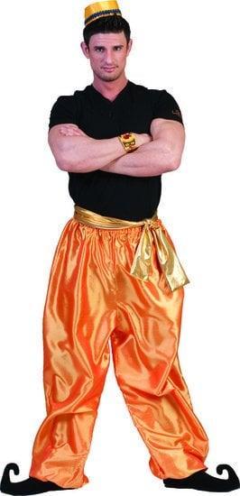 Broek Ali Baba deluxe goud/oranje met band, Hobby en Vrije tijd, Feestartikelen, Nieuw, Ophalen of Verzenden