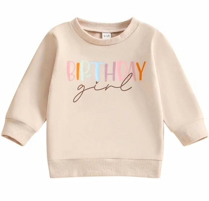 Vrolijke 1e verjaardag sweater Birthday Girl, Kinderen en Baby's, Babykleding | Maat 80, Truitje of Vestje, Meisje, Nieuw, Verzenden