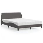 vidaXL Bed met matras kunstleer grijs 140x190 cm, Overige materialen, Verzenden, Grijs, Nieuw