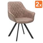 Stoelen | TITAN DIAMOND | Microvezel/Metaal | Mocca | Zwarte, Verzenden, Nieuw in verpakking