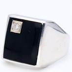 Zegelring - 18 karaat Witgoud - 0.03ct. tw. Diamant