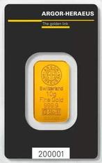 10 gram - Goud .999 - Argor, Heraeus - Verzegeld en met, Postzegels en Munten, Edelmetalen en Baren