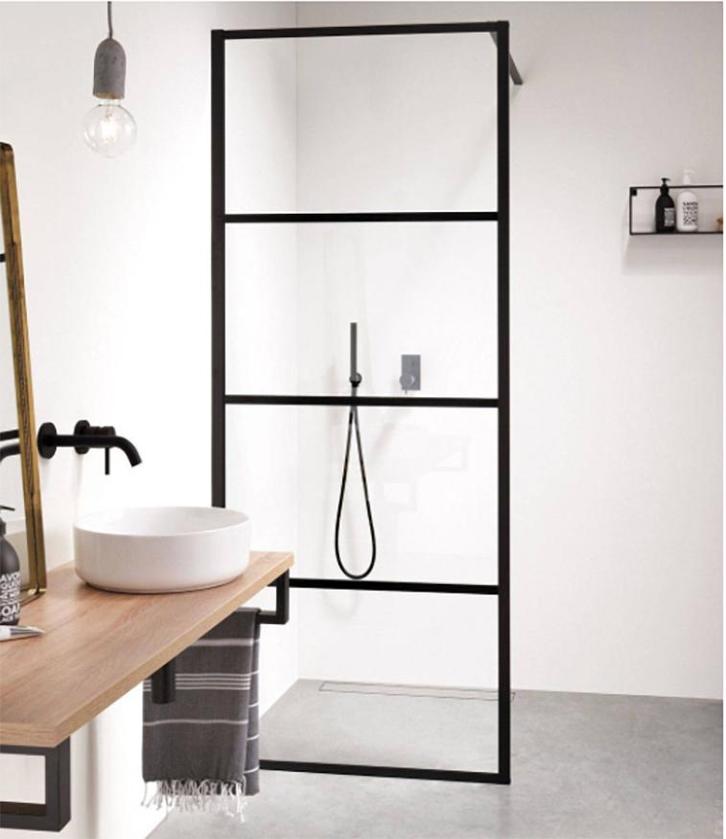 Sani Royal Inloopdouche Glas Mat Zwart Raster, Doe-het-zelf en Verbouw, Sanitair