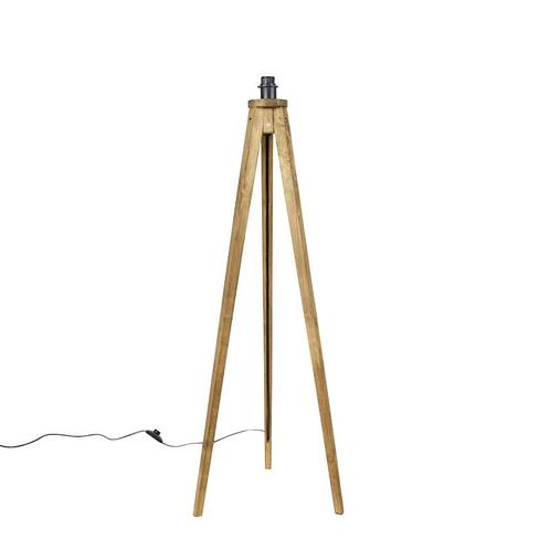 Landelijke vloerlamp tripod vintage hout - Tripod Classic, Huis en Inrichting, Lampen | Vloerlampen, Nieuw, Overige materialen