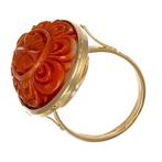 Ring - 18 karaat Geel goud Koraal, Sieraden, Tassen en Uiterlijk, Ringen, Nieuw