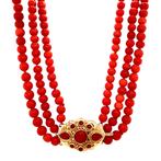 Bloedkoraal collier met gouden sluiting 14 krt, Sieraden, Tassen en Uiterlijk, Kettingen, Ophalen of Verzenden, Nieuw