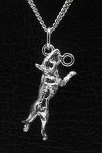 Zilveren Engelse bull terrier hangend aan stok ketting ha..., Sieraden, Tassen en Uiterlijk, Verzenden, Nieuw