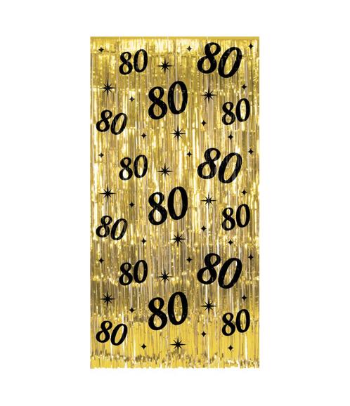 80 Jaar Deurgordijn Goud Zwart, Hobby en Vrije tijd, Feestartikelen, Nieuw, Verzenden
