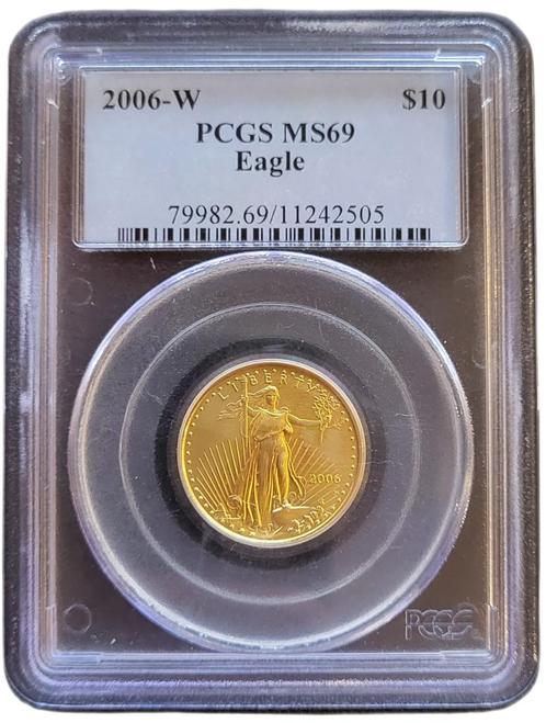 Gouden American Eagle 1/4 oz 2006-W Burnished PCGS SP69, Postzegels en Munten, Munten | Amerika, Midden-Amerika, Losse munt, Goud