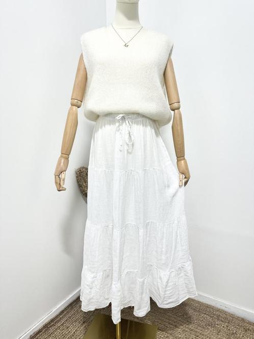 Heerlijke maxi linnen rok - met volants - elastische talie, Kleding | Dames, Rokken