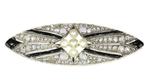 Broche - 18 karaat Roségoud Diamant (Natuurlijk) - Onyx -, Sieraden, Tassen en Uiterlijk, Antieke sieraden