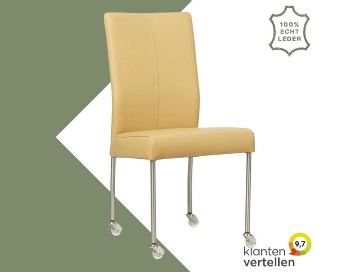 Leren eetkamerstoel Comfort met wieltjes - Toledo Dessert, Huis en Inrichting, Stoelen, Eén, Overige kleuren, Nieuw, Leer, Ophalen of Verzenden