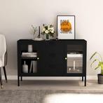 vidaXL Dressoir 105x35x70 cm staal en gehard glas zwart, Huis en Inrichting, Kasten | Dressoirs, 100 tot 150 cm, Verzenden, Nieuw