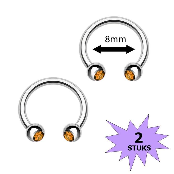 Fako Bijoux - Circular Barbell Piercing - Hoefijzer Kristal, Sieraden, Tassen en Uiterlijk, Piercings, Verzenden