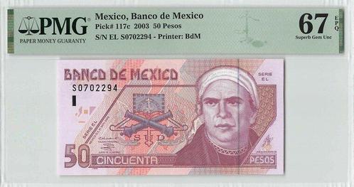2003 Mexico P 117c 50 Pesos Pmg 67 Epq Top Pop, Postzegels en Munten, Bankbiljetten | Europa | Niet-Eurobiljetten, Verzenden